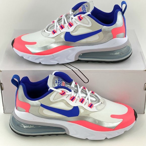 Nike Shoes - Nike Air Max 270 React Orange Blue Women's Sneakers Shoes Silver
